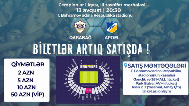 “Qarabağ” - APOEL oyununun biletləri satışda