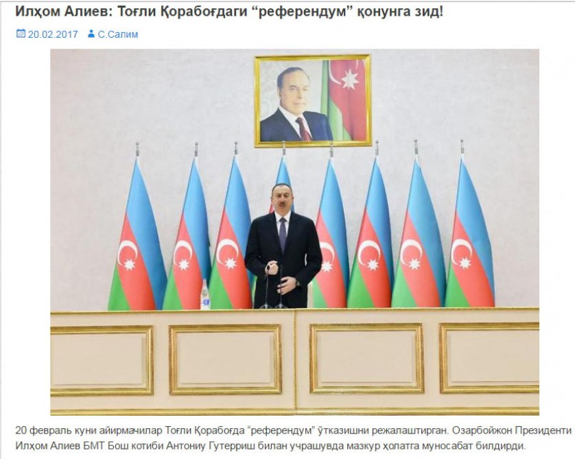 Özbəkistan portalları Dağlıq Qarabağda keçirilən qondarma “referendum”u qanunazidd adlandırıblar