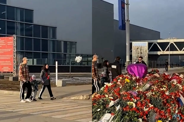 Rusiyada terror qurbanları “Crocus City Hall” yaxınlığında çiçəklərlə anılır - VİDEO