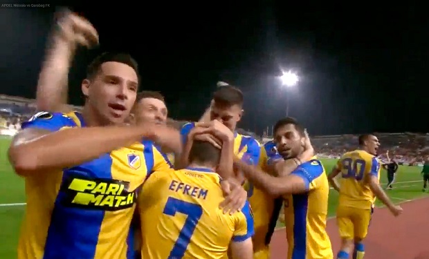 APOEL-in futbolçularından qol sevinci zamanı qeyri-etik hərəkət — VİDEO