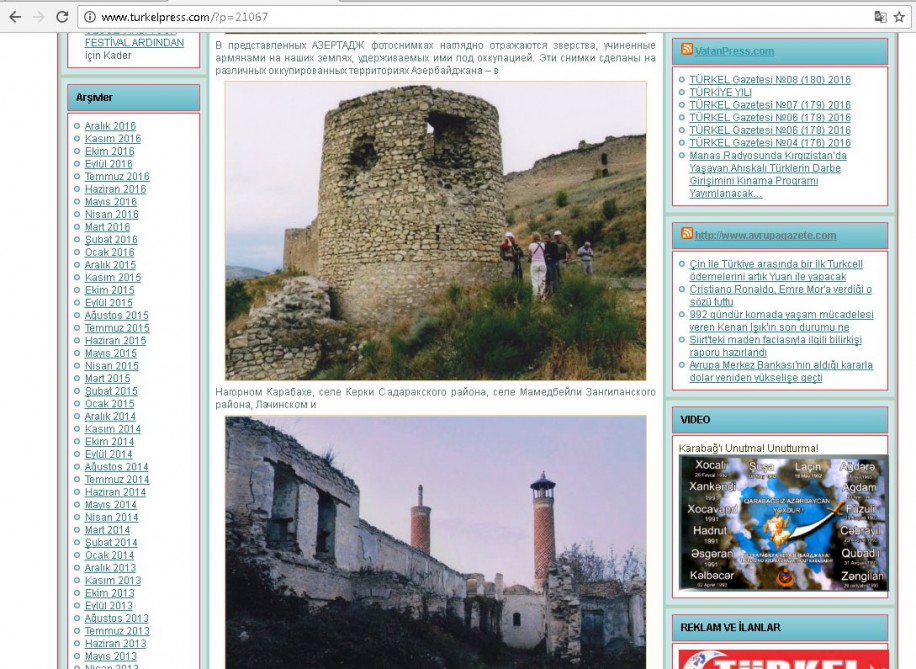 Qırğızıstanın Turkelpress portalı erməni vandalizmini sübut edən fotoları yayıb