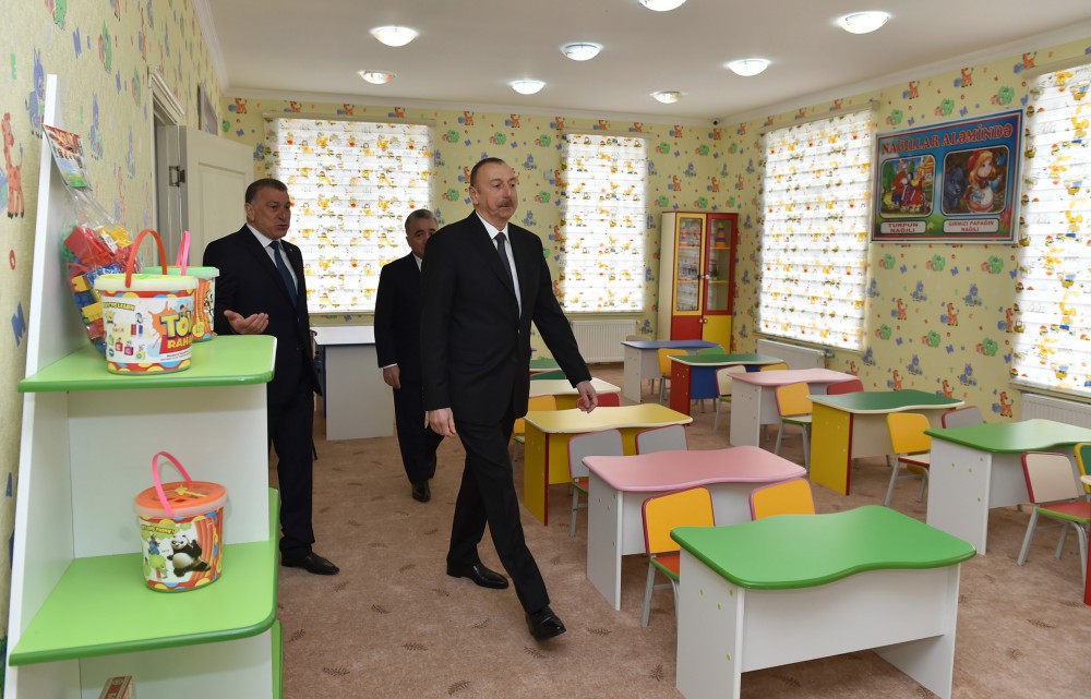 Heydər Əliyev Fondu tərəfindən Saatlıda inşa edilmiş 100 yerlik körpələr evi - uşaq bağçasının açılışı olub